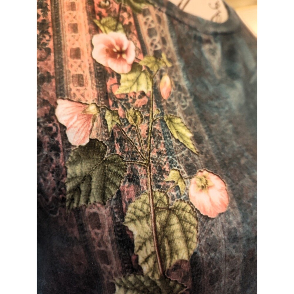 Beautiful Fantaslook Women's Tunic in Vintage Floral Teal Blue Pattern Size S - Picture 4 of 6